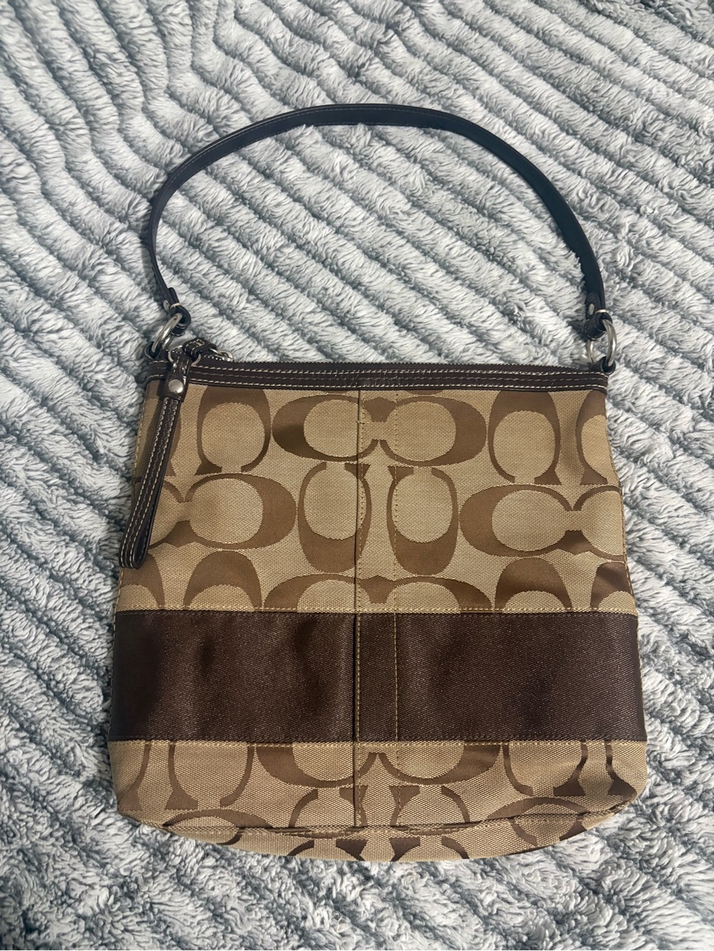 Coach Tan/Brown Signature Canvas Shoulder Bag